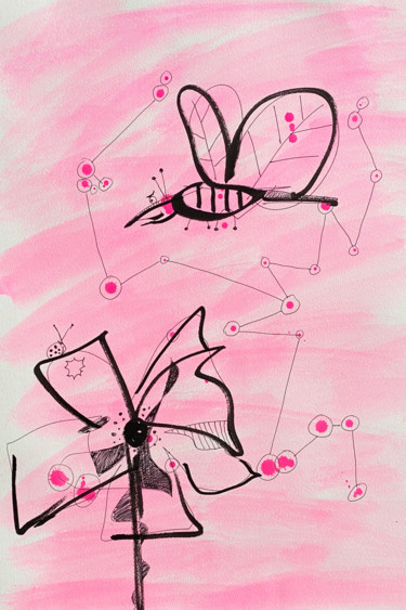 Zeichnungen mit dem Titel "papillon" von Tomé, Original-Kunstwerk, Tinte