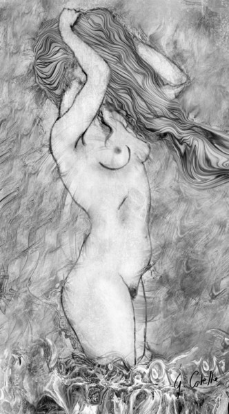 Dessin intitulée "Le bain, un clin d'…" par Gabriel Cotelle, Œuvre d'art originale, Crayon