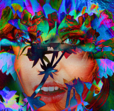 Digital Arts titled "Femme en fleur" by Gabriel Cotelle, Original Artwork, 2D Digital Work