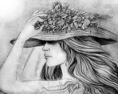 Drawing titled "Le printemps sur so…" by Gabriel Cotelle, Original Artwork, Pencil