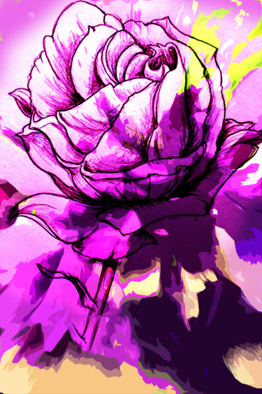 Arts numériques intitulée "Une rose pour O." par Gabriel Cotelle, Œuvre d'art originale, Travail numérique 2D