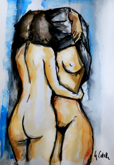 Drawing titled "Les demoiselles d'i…" by Gabriel Cotelle, Original Artwork, Gouache