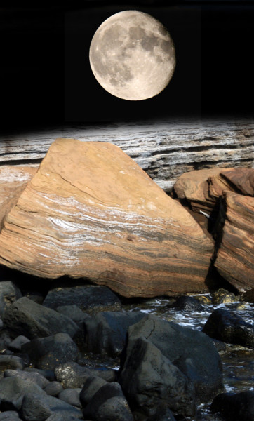 Fotografia intitolato "La lune vue de là-b…" da Gabriel Cotelle, Opera d'arte originale, Fotografia manipolata