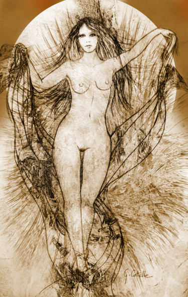 Disegno intitolato "Aurore" da Gabriel Cotelle, Opera d'arte originale, Inchiostro