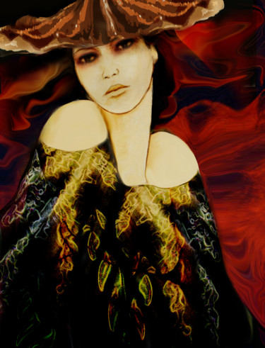 Arts numériques intitulée "La fille qui portai…" par Gabriel Cotelle, Œuvre d'art originale, Peinture numérique