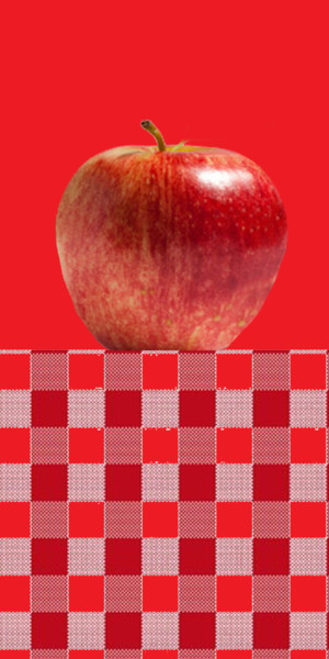 Arts numériques intitulée "pomme rouge sur nap…" par Gabriel Cotelle, Œuvre d'art originale, Photo montage