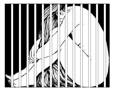 Zeichnungen mit dem Titel "extrême confinement…" von Gabriel Cotelle, Original-Kunstwerk, Marker