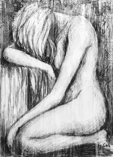 Drawing titled "la fille qui ne vou…" by Gabriel Cotelle, Original Artwork, Charcoal