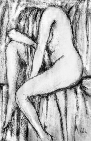 Drawing titled "celle qui ne voulai…" by Gabriel Cotelle, Original Artwork, Charcoal