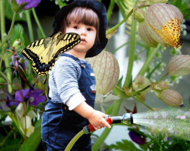 La petite jardinière et son monde merveilleux Photographie intitulée "La petite jardinièr…" par Gabriel Cotelle, Œuvre d'art originale, Photographie numérique