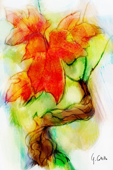 Peinture intitulée "éclat d'automne" par Gabriel Cotelle, Œuvre d'art originale, Pastel