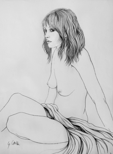 Drawing titled "Entrevoir l'essenti…" by Gabriel Cotelle, Original Artwork, Pencil