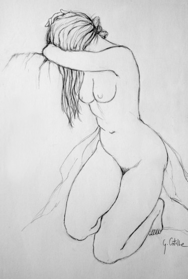 Desenho intitulada "Pleurer c'est se me…" por Gabriel Cotelle, Obras de arte originais, Lápis