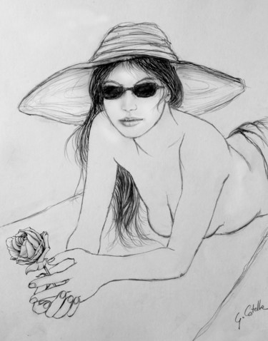 Dessin intitulée "L'été ou la rose de…" par Gabriel Cotelle, Œuvre d'art originale, Crayon