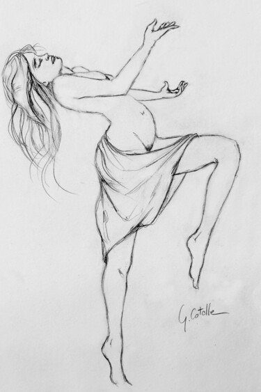 Dessin intitulée "Danse incantatoire…" par Gabriel Cotelle, Œuvre d'art originale, Crayon