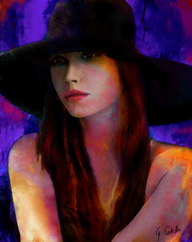 Digital Arts titled "Portrait de E. au c…" by Gabriel Cotelle, Original Artwork, Digital Painting