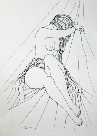 Σχέδιο με τίτλο "Arachné" από Gabriel Cotelle, Αυθεντικά έργα τέχνης, Μελάνι