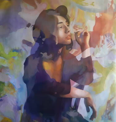 Картина под названием "Dreaming with open…" - Gabriel Cristian Matei, Подлинное произведение искусства, Масло