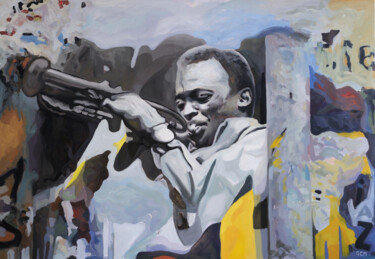 Schilderij getiteld "Kind of blue - Mile…" door Gabriel Cristian Matei, Origineel Kunstwerk, Olie