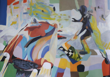 Malerei mit dem Titel "Monaco car race" von Gabriel Cristian Matei, Original-Kunstwerk, Öl