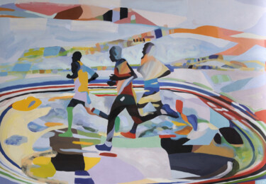 Pittura intitolato "runners" da Gabriel Cristian Matei, Opera d'arte originale, Olio