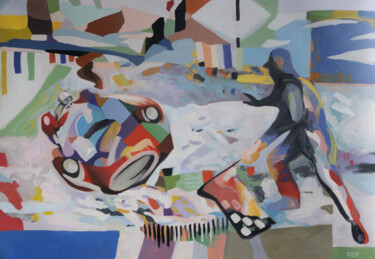 Картина под названием "monaco grand prix" - Gabriel Cristian Matei, Подлинное произведение искусства, Масло