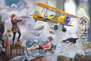 Pintura intitulada "Safari dreaming" por Gabriel Cristian Matei, Obras de arte originais, Óleo
