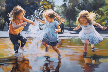 Painting titled "A pretty splashing…" by Gabriel Cristian Matei, Original Artwork, Oil