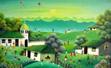 Pintura titulada "PAISAJE PRIMITIVO C…" por Gabriel Nieto Nieto, Obra de arte original