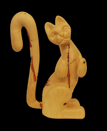 Escultura titulada "0003-Gato" por Gabriel Sosa O., Obra de arte original, Madera