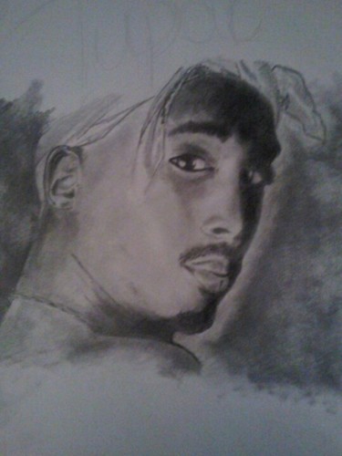 Dessin intitulée "Tupac" par Gabriel Verronet, Œuvre d'art originale, Crayon