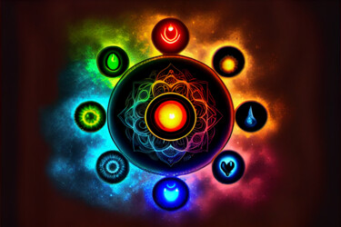 Digital Arts titled "Chakras" by Gabriel Zen, Original Artwork, Digital Painting