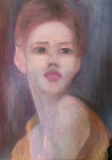 Painting titled "Girl in ginger dress" by Gabriela Enso, Original Artwork, Oil