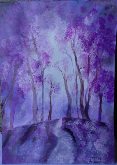 Peinture intitulée "Purple wood" par Gabriela Enso, Œuvre d'art originale, Acrylique