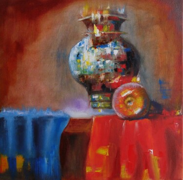 Peinture intitulée "Still life of vase&…" par Gabriela Enso, Œuvre d'art originale, Huile