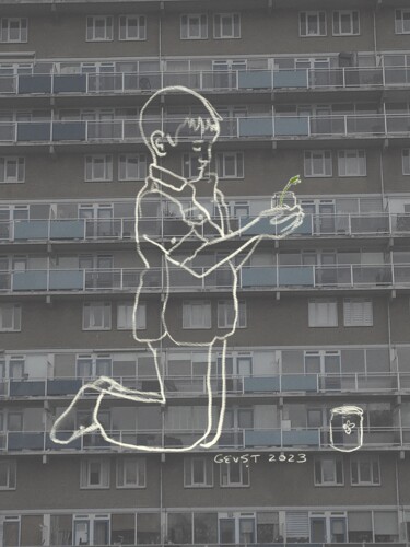 Digital Arts titled "De jongen en zijn k…" by Gabriela Espinoza Vázquez -Gevst, Original Artwork, Chalk