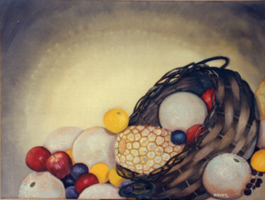 Painting titled "Bodegon" by Gabriela Espinoza Vázquez -Gevst, Original Artwork, Oil