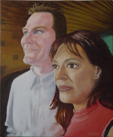 Painting titled "Interracial" by Gabriela Espinoza Vázquez -Gevst, Original Artwork, Oil