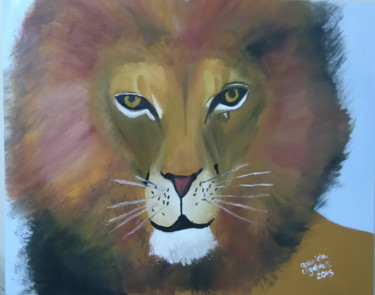 Pintura intitulada "Leão" por Gabriela Galves, Obras de arte originais, Óleo