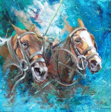 Painting titled "it forces" by Gabriela Marini, Original Artwork, Oil