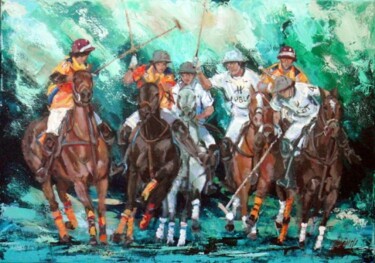 Painting titled "Polo en Sotogrande…" by Gabriela Marini, Original Artwork, Oil