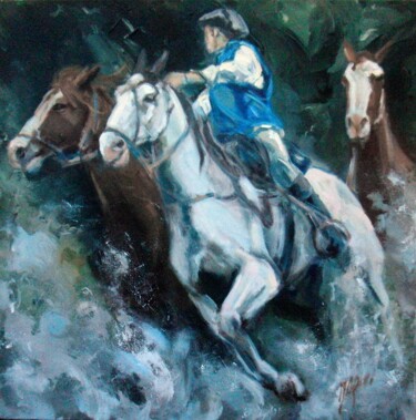 Painting titled "Gaucho Argentino" by Gabriela Marini, Original Artwork, Oil