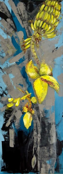 Painting titled "Banana plant" by Gabriela Meyermann, Original Artwork, Acrylic Mounted on Wood Stretcher frame