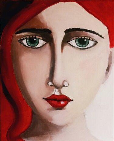 Painting titled "Red" by Gabriela Nogová, Original Artwork, Acrylic