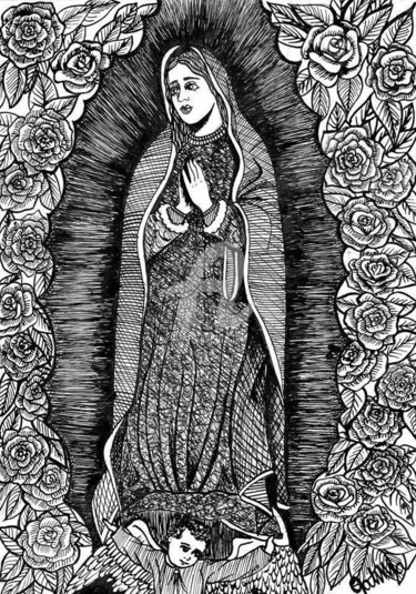 Desenho intitulada "Guadalupe" por Gabriela Paes, Obras de arte originais