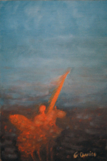 Malerei mit dem Titel "Quijote in flammes" von G. Orrico, Original-Kunstwerk