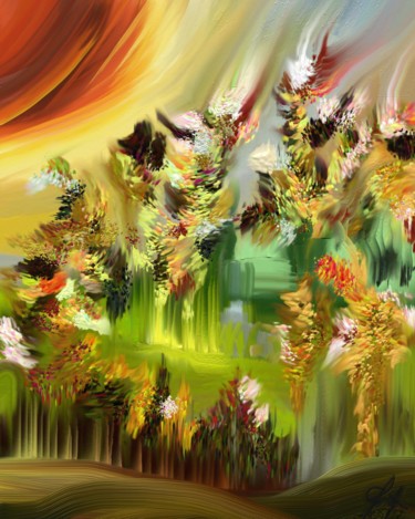 Arts numériques intitulée "paysage de mai" par Gabriela Simut, Œuvre d'art originale, Peinture numérique