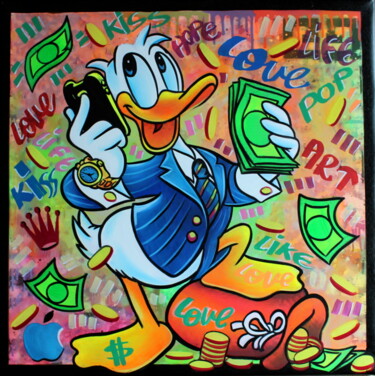 Peinture intitulée "Happy Duck" par Sagee, Œuvre d'art originale, Acrylique