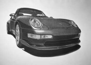 Dessin intitulée "Porsche 992 RUF GT…" par Gabriel López Campos, Œuvre d'art originale, Fusain