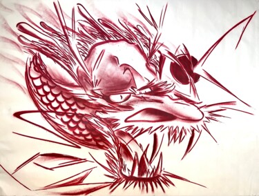 Pintura intitulada "Red Dragon" por Gabriel López Campos, Obras de arte originais, Tinta spray